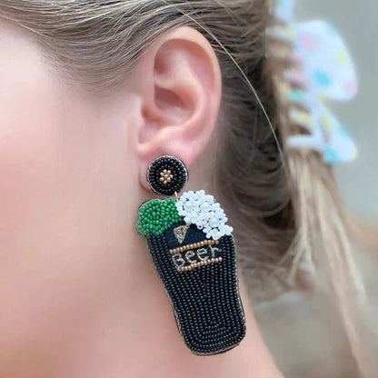 PREORDER: St. Paddy’s Beer Beaded Dangle Earrings