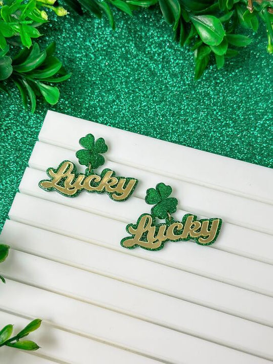 PREORDER: Gold 'Lucky' Clover Dangle Earrings
